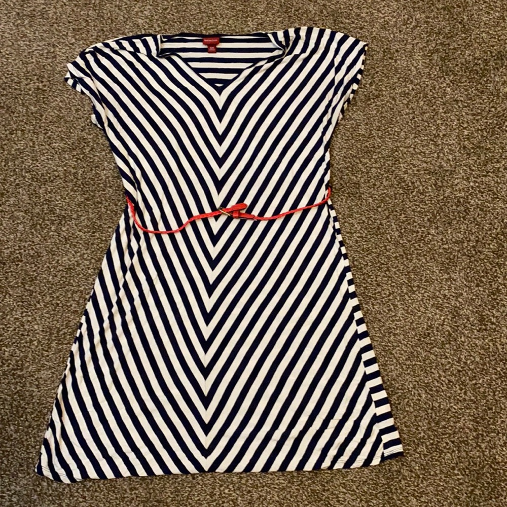 Merona Women’s Small Striped Dress w Red Belt